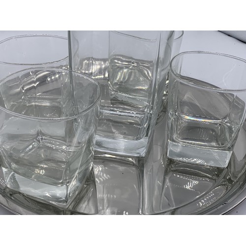 518 - A BOXED DECANTER AND GLASS SET WITH TRAY