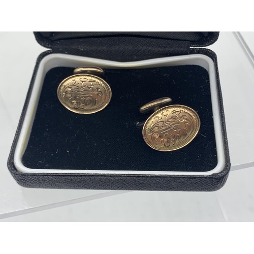 271 - GOLD PLATED ENGRAVED CUFFLINKS