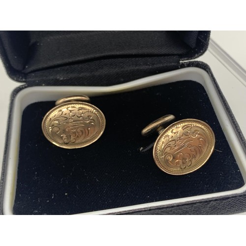 271 - GOLD PLATED ENGRAVED CUFFLINKS