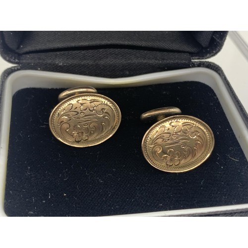 271 - GOLD PLATED ENGRAVED CUFFLINKS