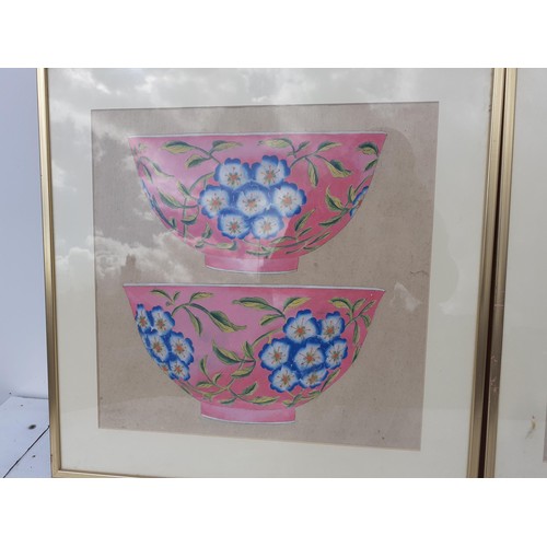 554 - 2 ORIENTAL STYLE DRAWINGS SAKI CUPS 18