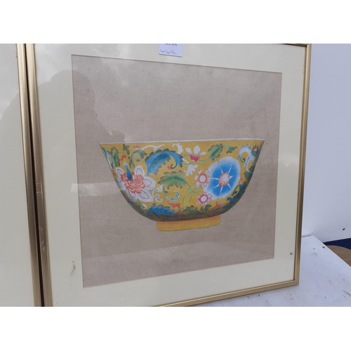 554 - 2 ORIENTAL STYLE DRAWINGS SAKI CUPS 18