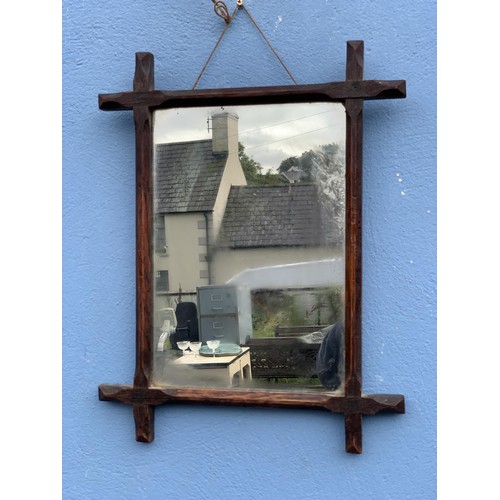 565 - ANTIQUE OAK FRAMED MIRROR 14X18