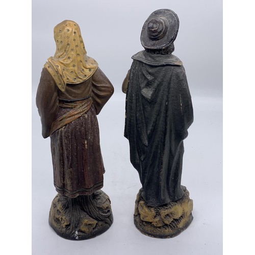 575 - PAIR OF TERROCOTA TRAVELLING MUSICIAN FIGURINES 10