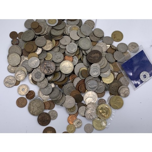 604 - A LARGE HEAVY BOX OF MIXED COINS