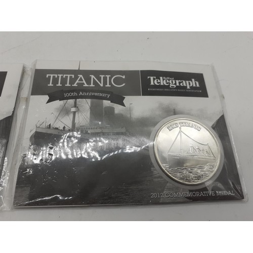 609 - 2 TITANIC COMMEMORATIVE MEDALS