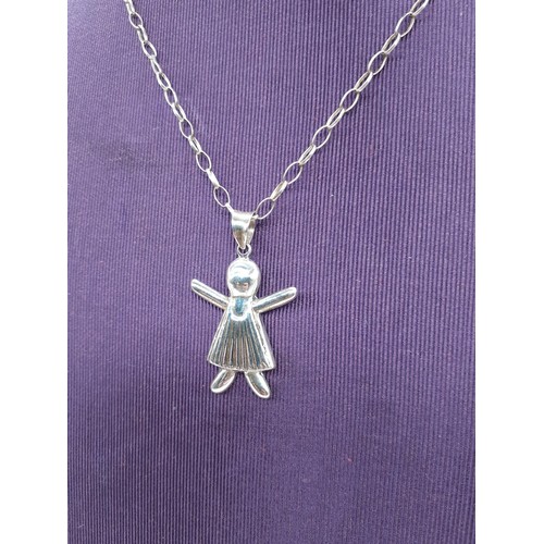 623 - A SILVER DOLL FOB  ON SILVER CHAIN