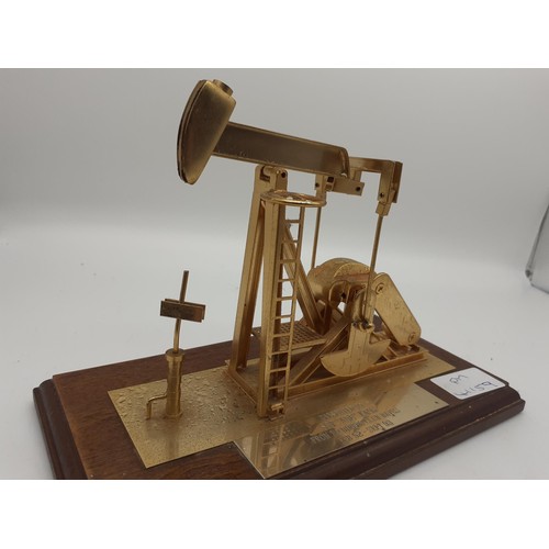 630 - BRASS MODEL OIL WELL PUMP PRESENTATION PIECE