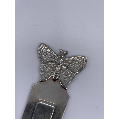 651 - A BEAUTIFUL  SILVER BUTTERFLY BOOKMARK BIRMINGHAM 1979