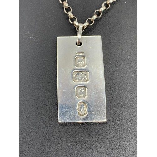 682 - A SILVER INGOT ON SILVER CHAIN