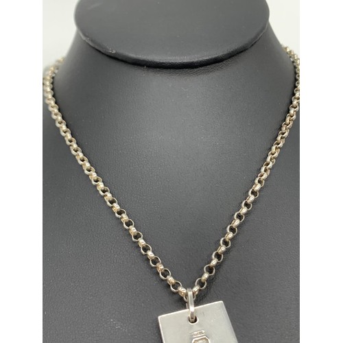 682 - A SILVER INGOT ON SILVER CHAIN