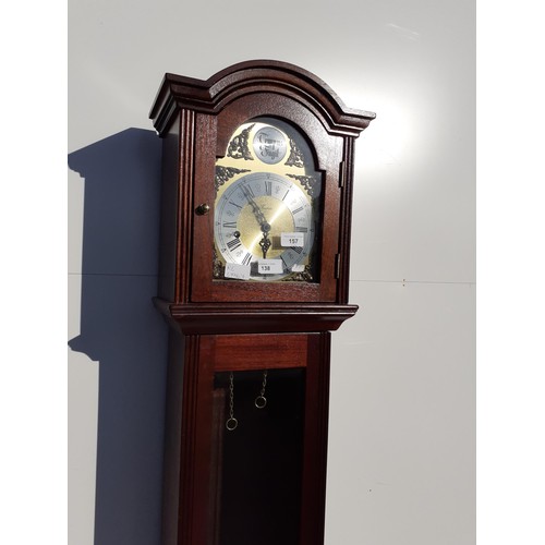 157 - A MAHOGANY CASED GRAND DAUGTHER CLOCK