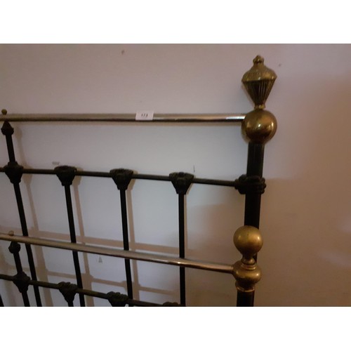 173 - A 4ft CAST AND BRASS BED