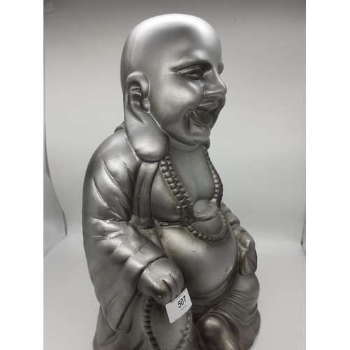 507 - LARGE SILVERED BUDDHA FIGURINE 17