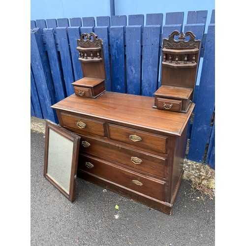 430 - 2 OVER 2 EDWARDIAN DRESSING CHEST WITH GALLERY SHELVES