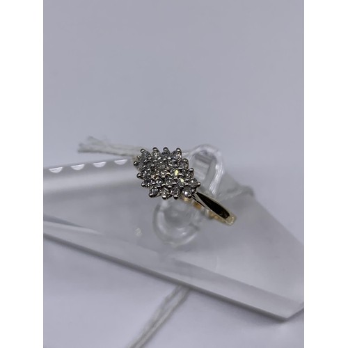 700 - A 9ct GOLD DIAMND CLUSTER RING