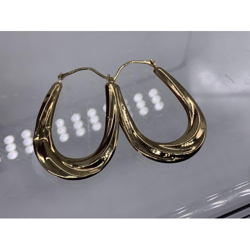 709 - LARGE 9CT GOLD HOOP EARRINGS