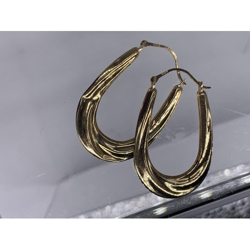 709 - LARGE 9CT GOLD HOOP EARRINGS