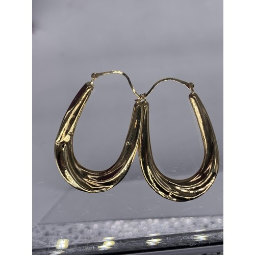 709 - LARGE 9CT GOLD HOOP EARRINGS