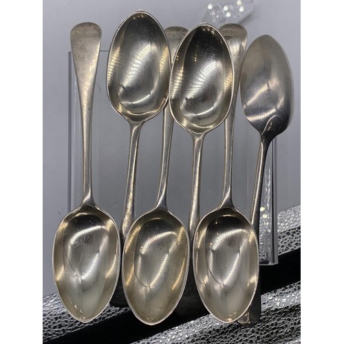 715 - SET OF 6 LONDON SILVER SPOONS 301.3grms