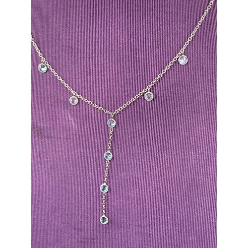 719 - STUNNING 9CT WHITE GOLD NECKLACE SET WITH 8 TOPAZ STONES MADE BY GOLDSMITHS 4.1G