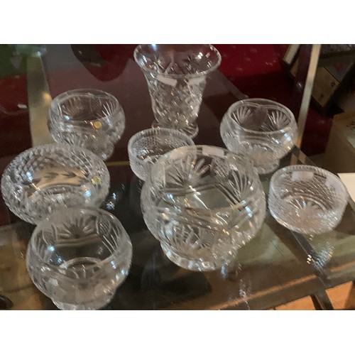 150a - Collection of larger sized Tyrone crystal & other crystal fruit bowls/vases