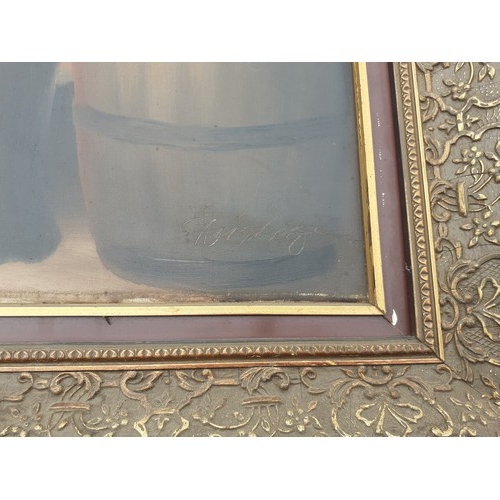 885 - AN ORNATE GILT FRAMED (46X26