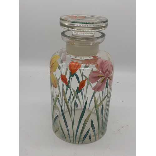 757 - A HAND PAINTED KILNER JAR WITH LID 9