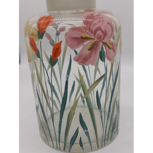 757 - A HAND PAINTED KILNER JAR WITH LID 9