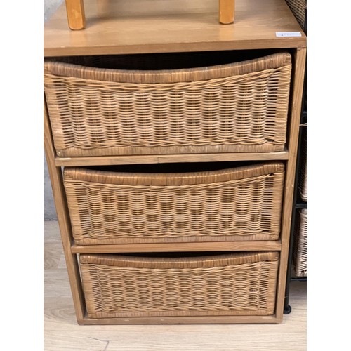 27 - 2 WICKER CHESTS AND A ROPE STOOL