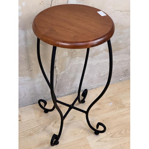 30 - 2 WOOD AND METAL STOOL