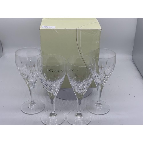 62 - BOXED GALWAY CRYSTAL GLASSES ON STEM
