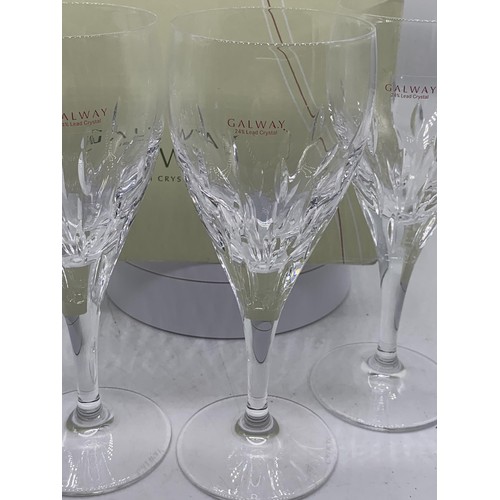 62 - BOXED GALWAY CRYSTAL GLASSES ON STEM