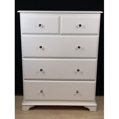 130 - A WHITE 2/3 CHEST WITH CRYSTAL HANDLES