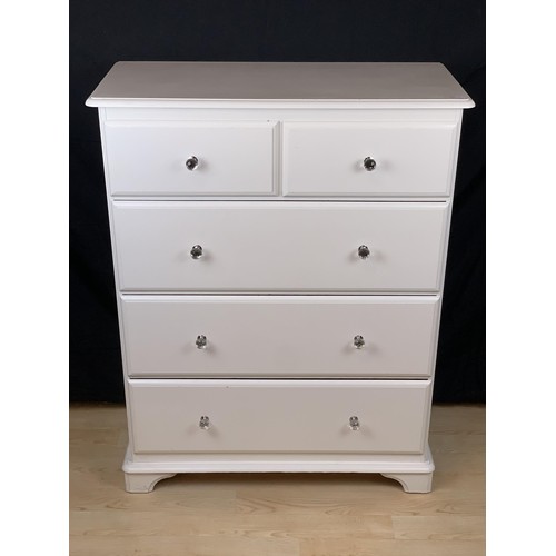 130 - A WHITE 2/3 CHEST WITH CRYSTAL HANDLES