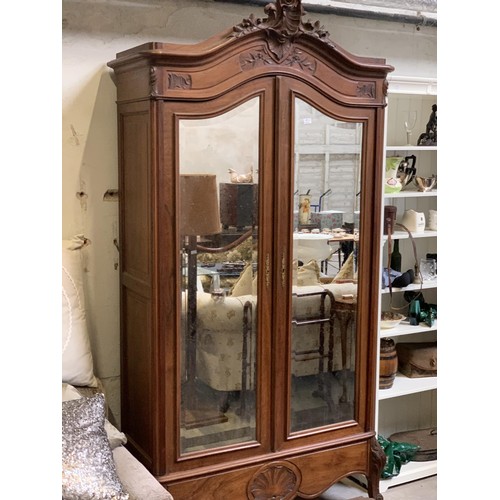 98 - A FRENCH HEAVILY CARVED BEVELLED MIRRORED DOOR CABINET OVER ORNATE SINGLE DRAWER 96