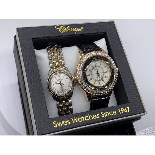 198 - A SWISS MADE LADIES AND GENTS WATCH SET