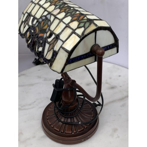 258 - A TIFFANY STYLE BRONZE BANKERS LAMP