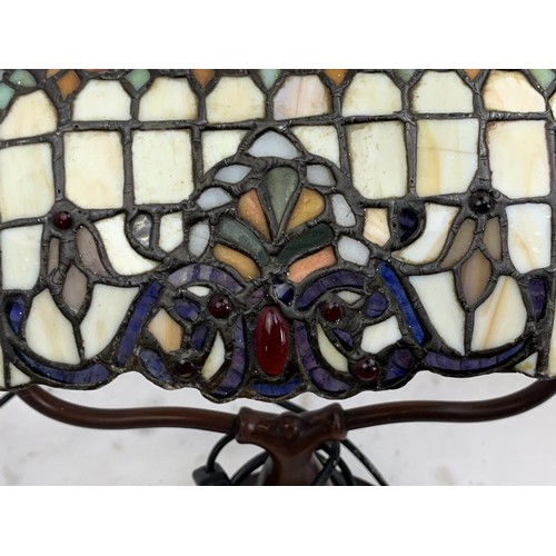 258 - A TIFFANY STYLE BRONZE BANKERS LAMP