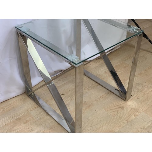 262 - A NEW CHROME BASE GLASS TOP LAMP TABLE