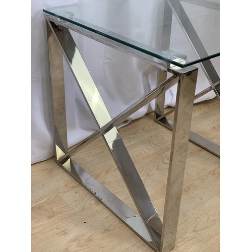 262 - A NEW CHROME BASE GLASS TOP LAMP TABLE