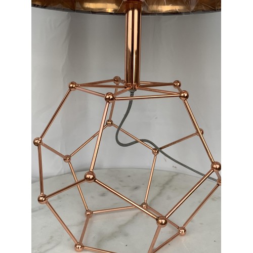 215 - DESIGNER STYLE COPPER LAMP WITH A NEW VELVET SHADE