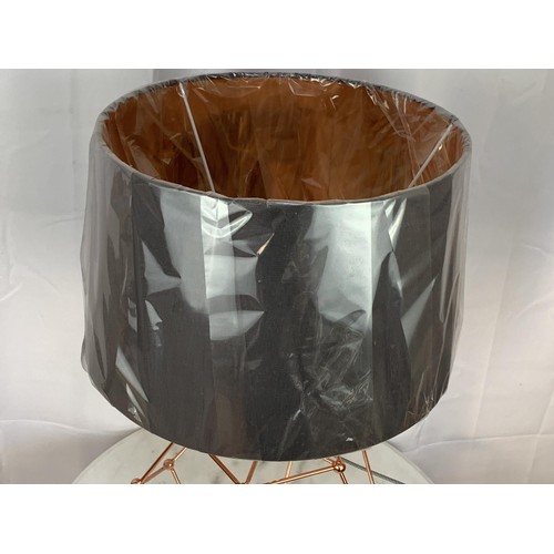 215 - DESIGNER STYLE COPPER LAMP WITH A NEW VELVET SHADE