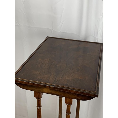 216 - ANTIQUE TALL ROSEWOOD TWIN SPIDDLE LEGGED SIDE TABLE