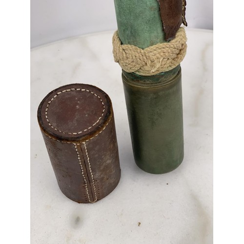 276 - A BRASS AND LEATHER TELESCOPE BY OTTWAY AND Co N01488 WITH CROWS FOOT PROBABLY 1st WW