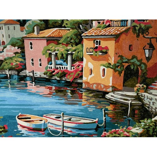 280 - AN ITALIAN WATERSIDE PAINTING 27 x 17