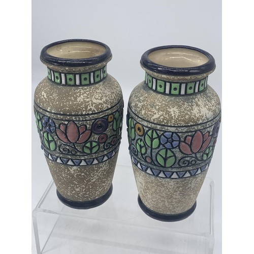 454 - A MATCHING PAIR OF HAND PAINTED AUSTRIAN VASE 7