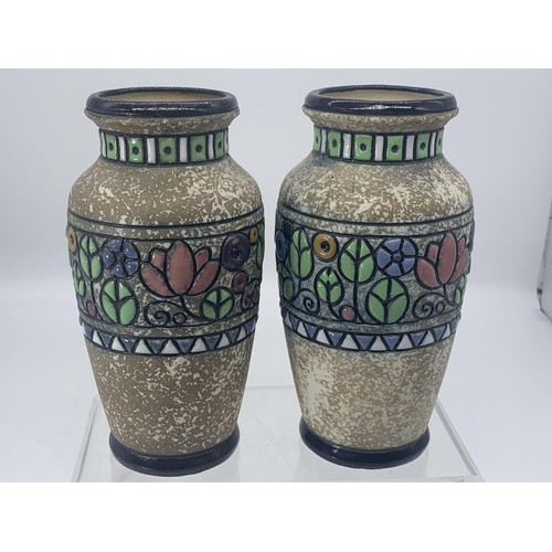 454 - A MATCHING PAIR OF HAND PAINTED AUSTRIAN VASE 7