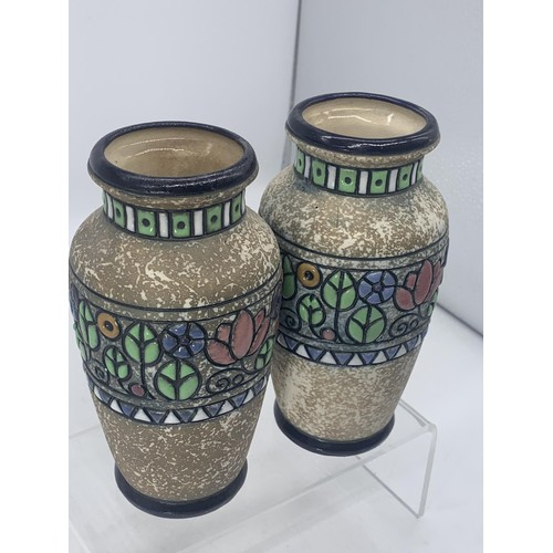 454 - A MATCHING PAIR OF HAND PAINTED AUSTRIAN VASE 7