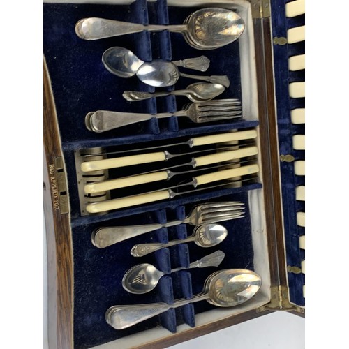 9 - WOODEN CASE CANTEEN CUTLERY & CASE KNIVES